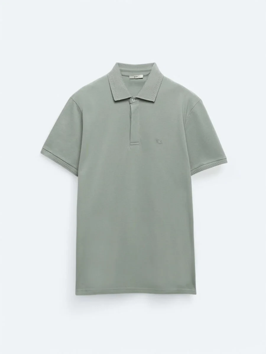 Khaki Plain Polo Neck 100% Cotton T-Shirt - 5
