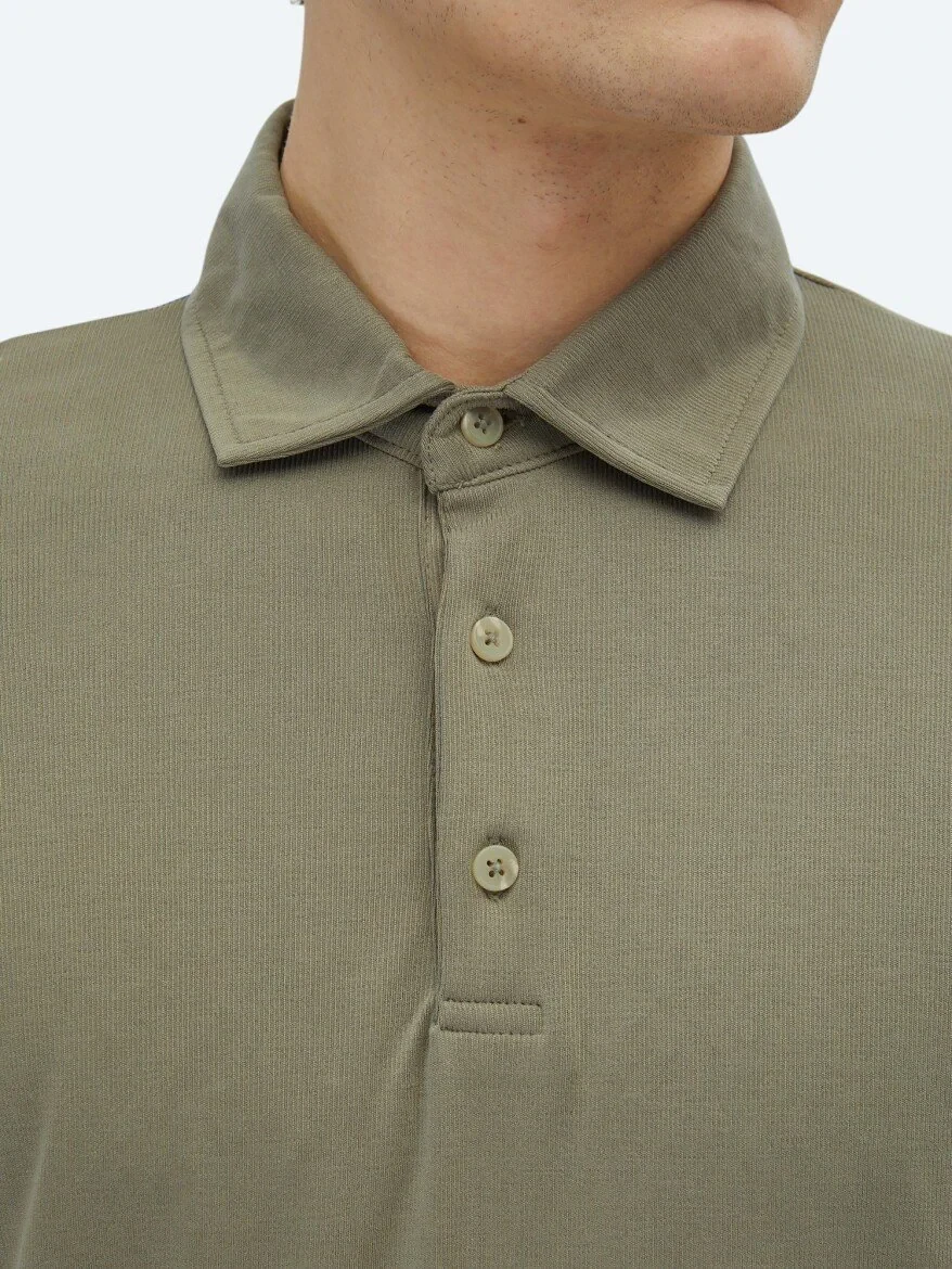 Khaki Plain Polo Neck T-Shirt 