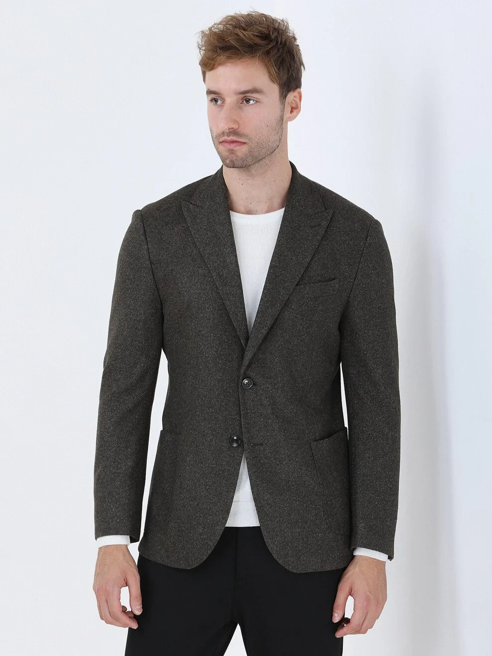 Khaki Printed Modern Fit Jacket - 1
