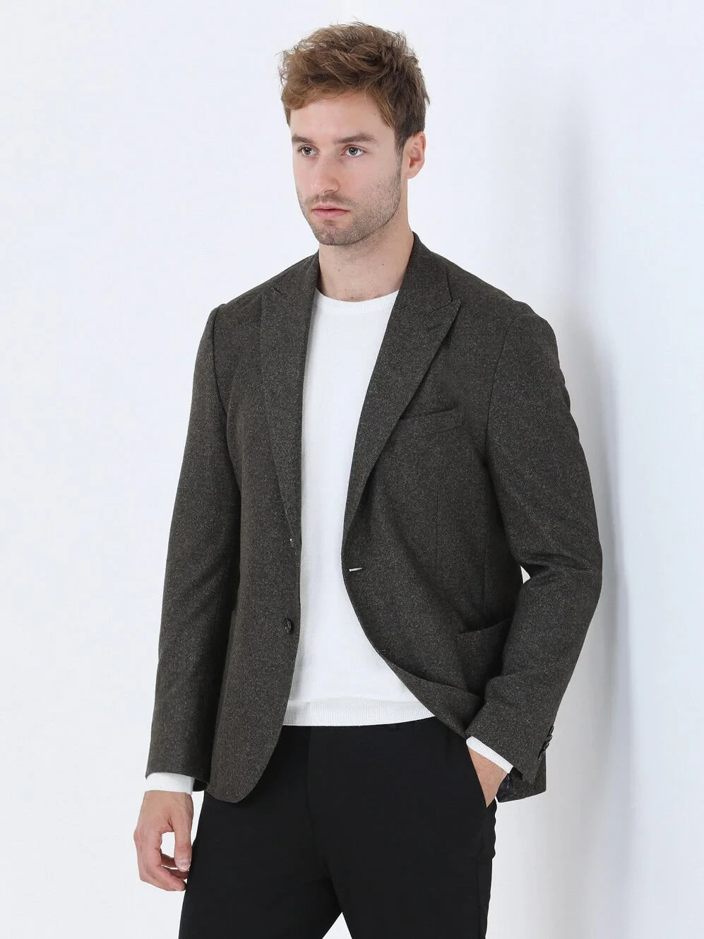 Khaki Printed Modern Fit Jacket - 3