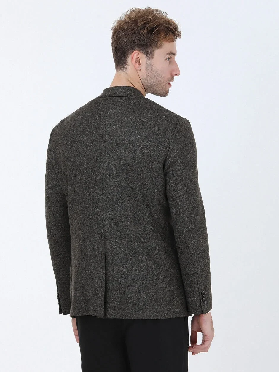 Khaki Printed Modern Fit Jacket - 6