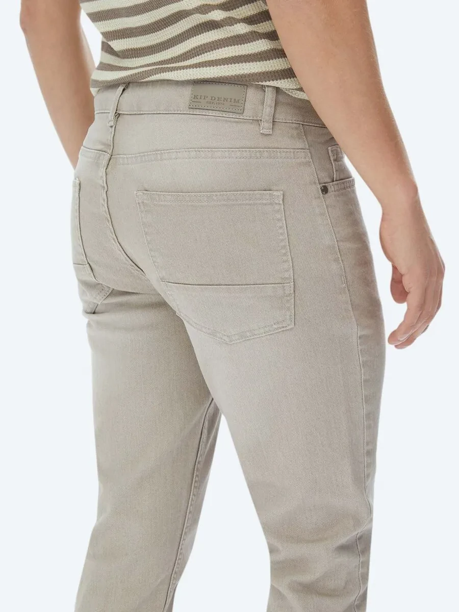Khaki Slim Fit Denim Cotton Blended Trousers - 5