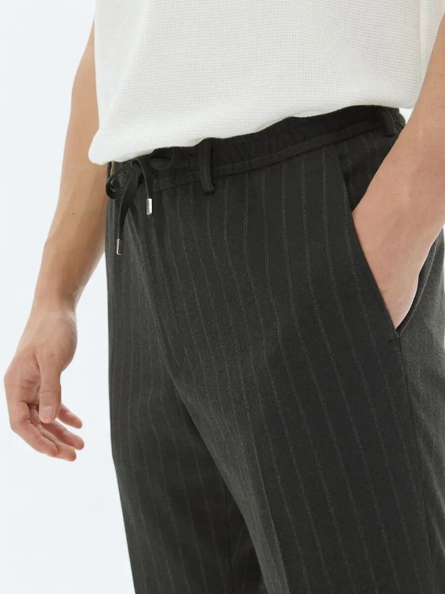 Khaki Striped Modern Fit Suit - 5