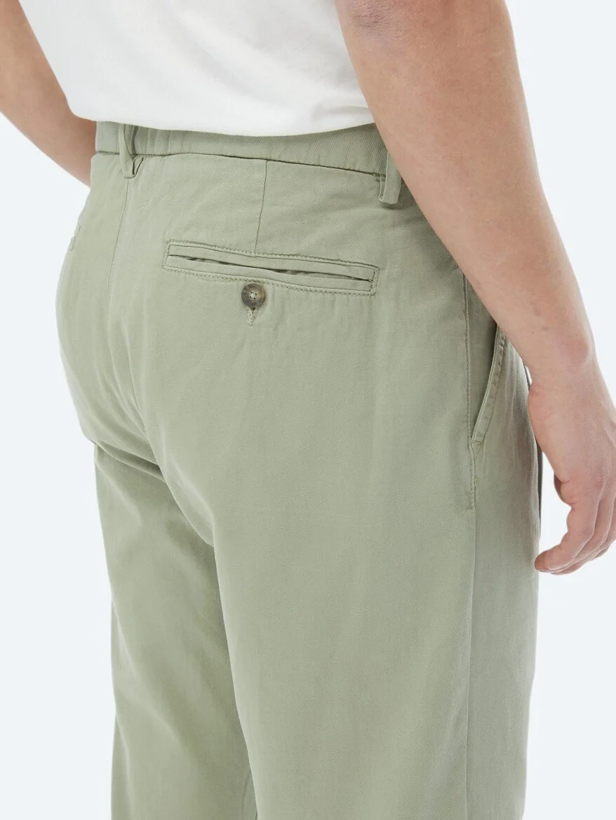 Khaki Weaving Carrot Fit Smart Casual 100% Cotton Trousers - 5