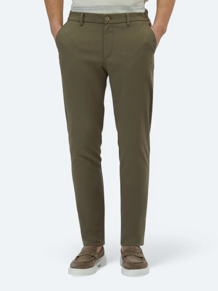 Khaki Weaving Casual Trousers - 2