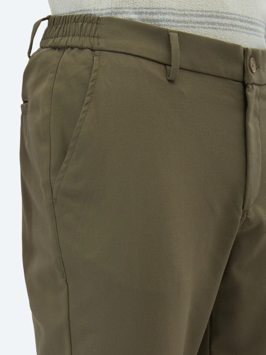 Khaki Weaving Casual Trousers - 3