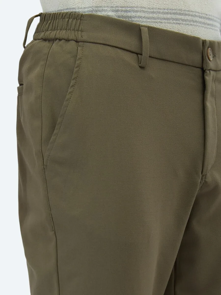 Khaki Weaving Casual Trousers - 3