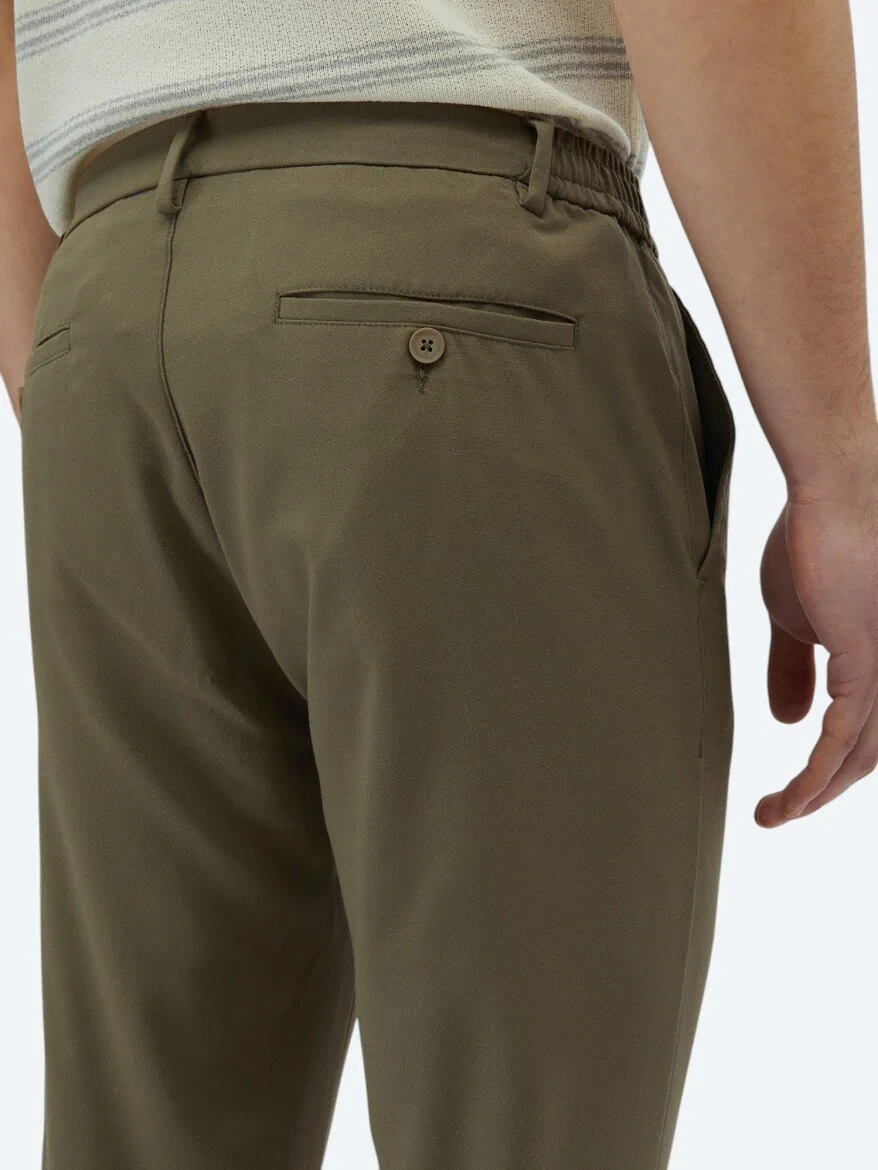 Khaki Weaving Casual Trousers 