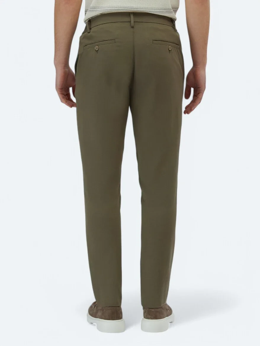 Khaki Weaving Casual Trousers - 5