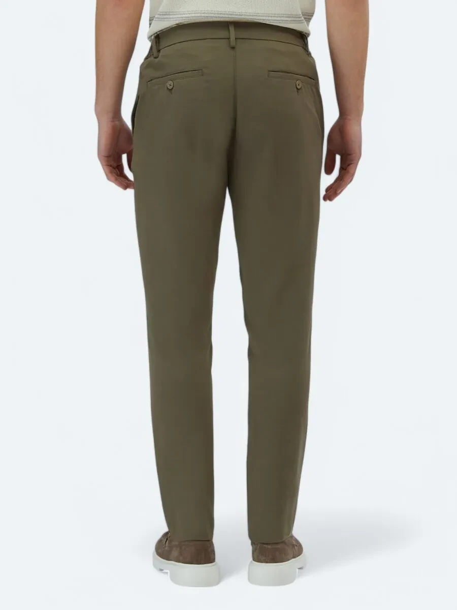 Khaki Weaving Casual Trousers - 5