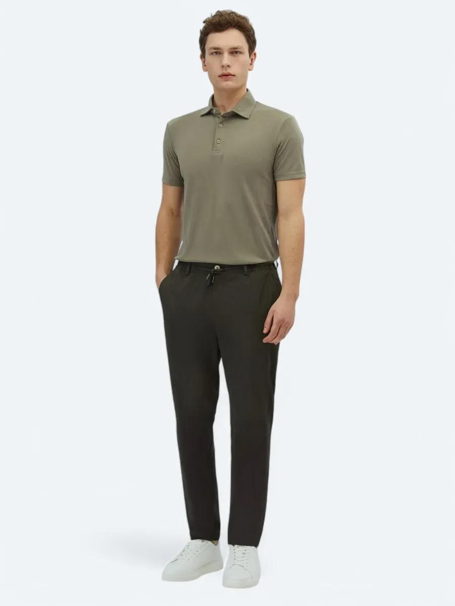 Khaki Weaving Casual Trousers - 1