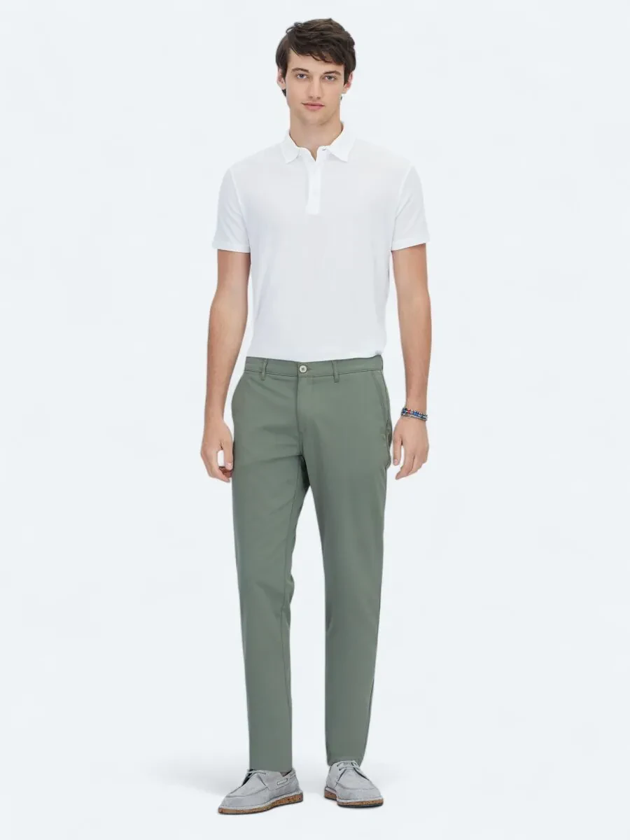 Khaki Weaving Casual Trousers - 1