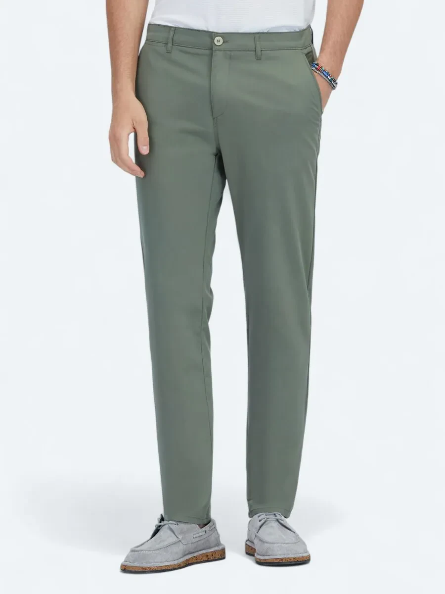 Khaki Weaving Casual Trousers - 2