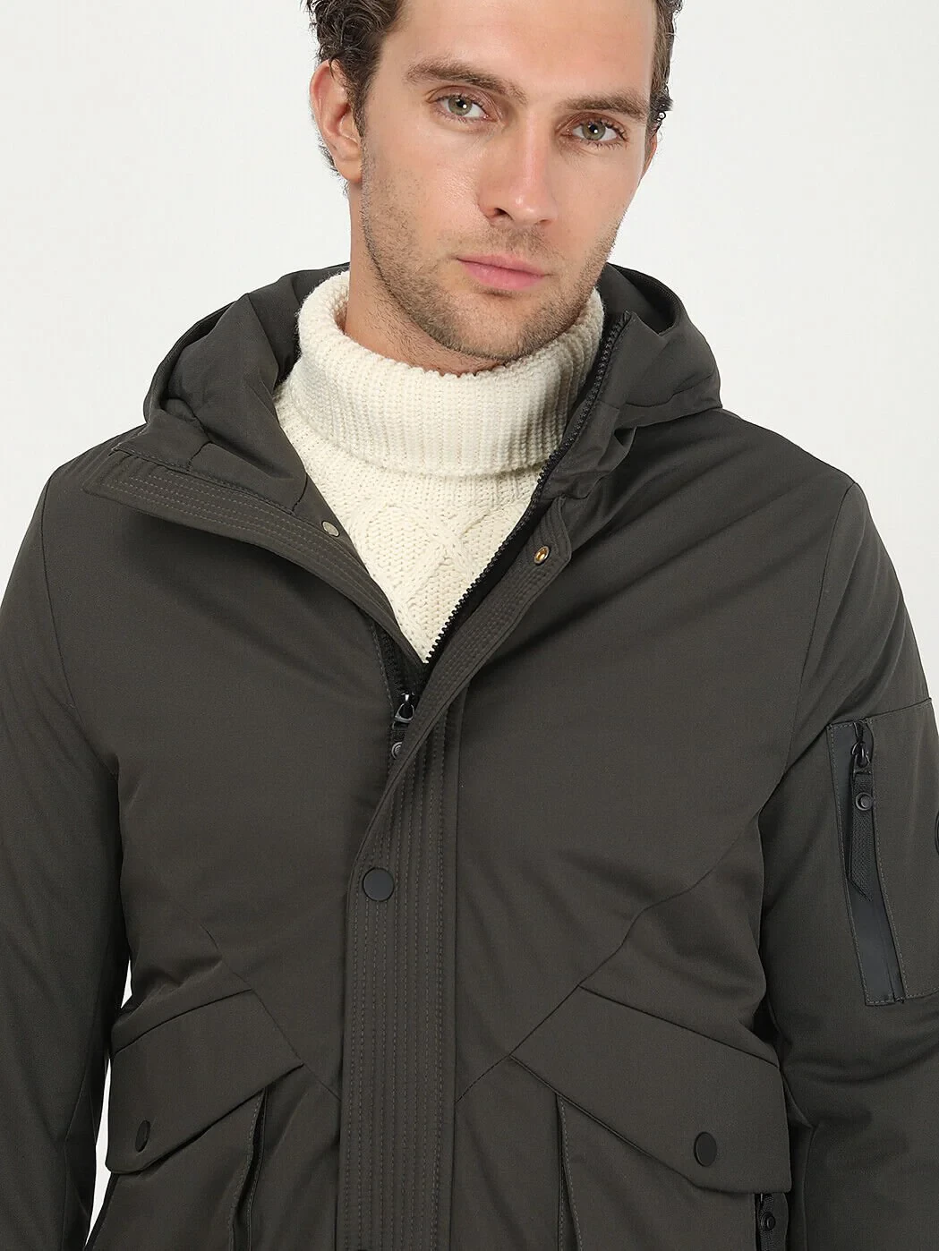 Khaki Weaving Coat - 3