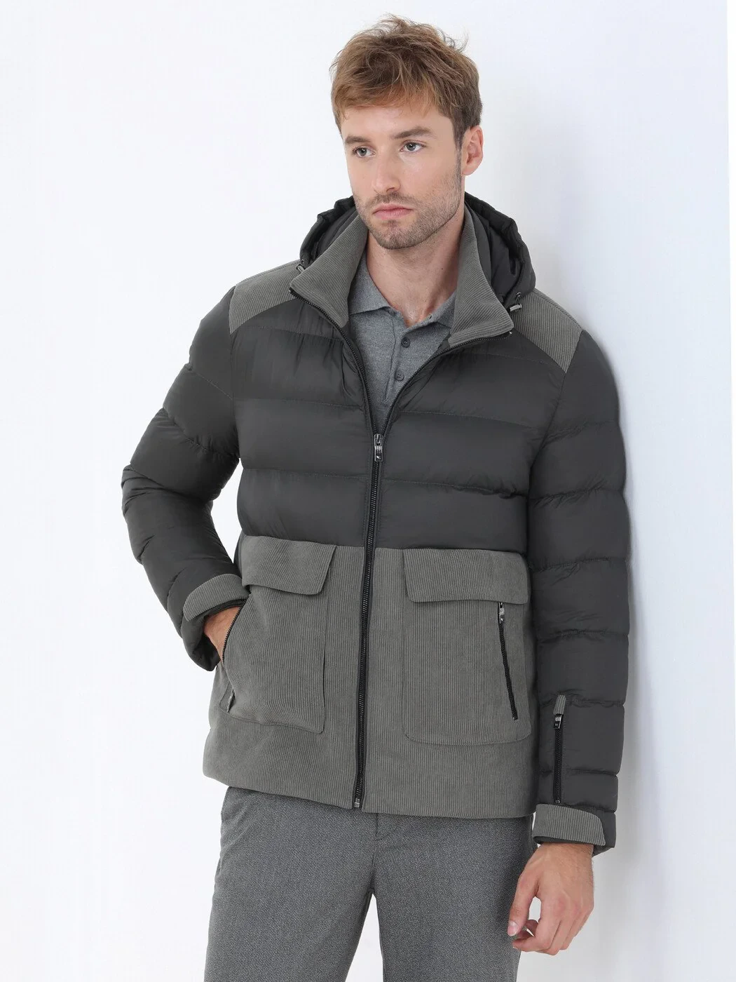 Khaki Weaving Coat - 1
