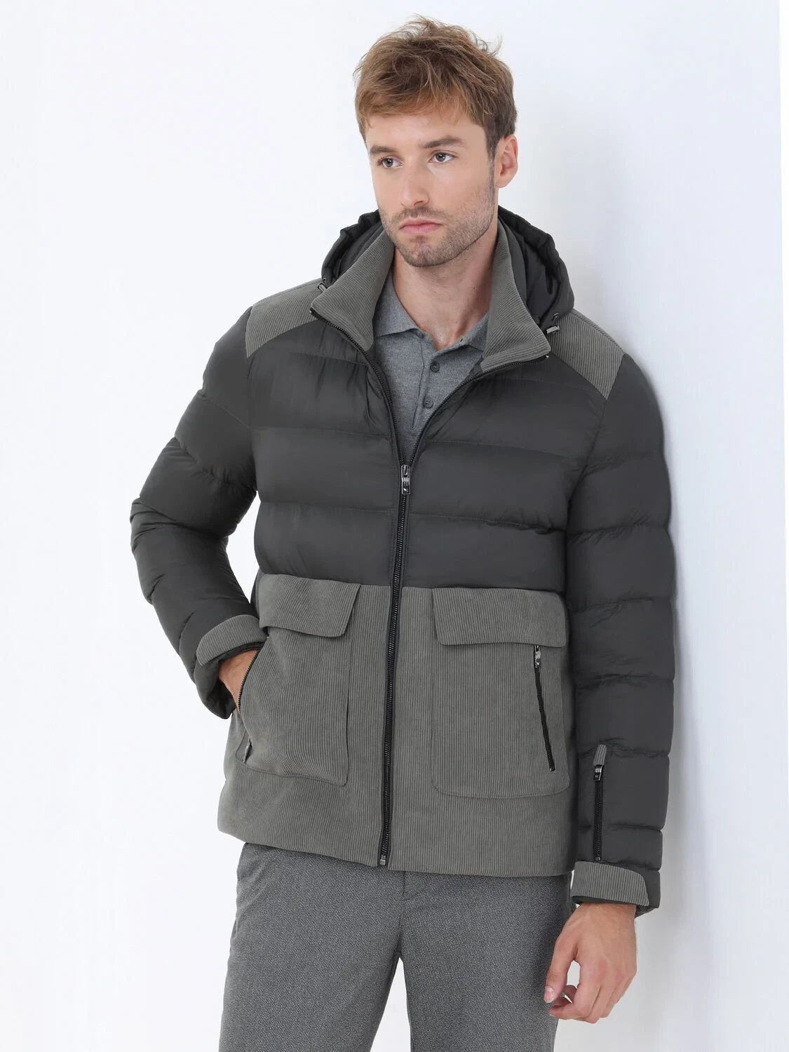 Khaki Weaving Coat - 1