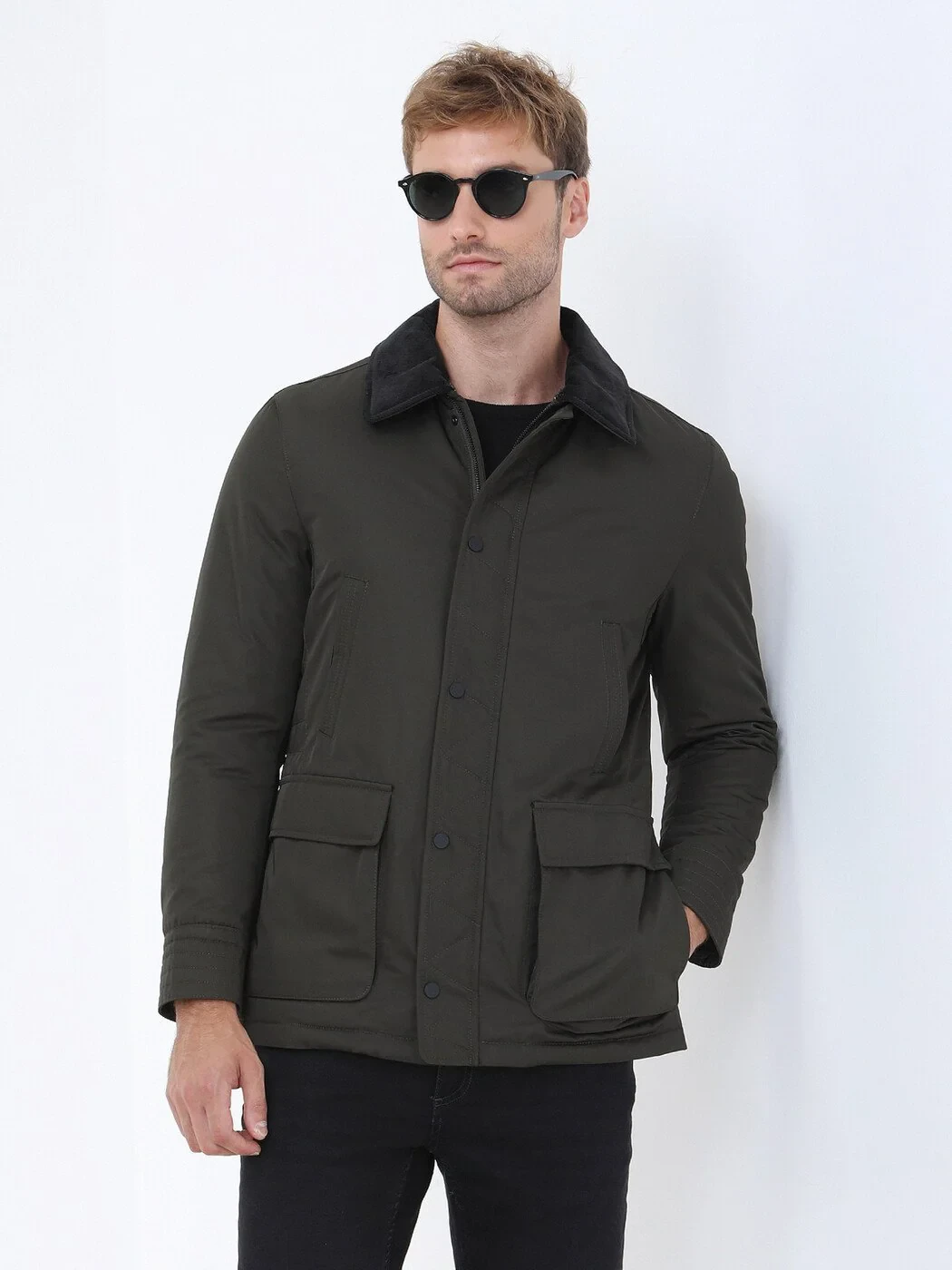 Khaki Weaving Coat - 1