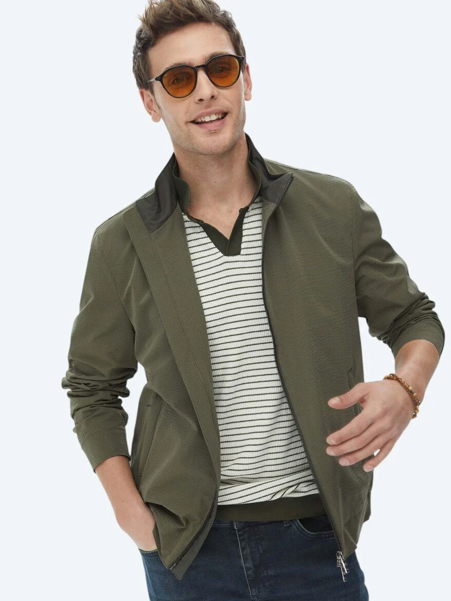 Khaki Weaving Coat - 1