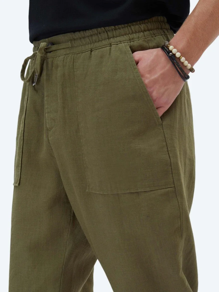 Khaki Weaving Jogging Fit Casual Trousers 