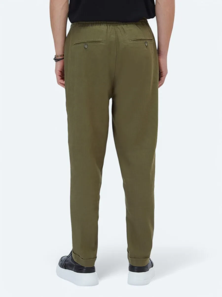 Khaki Weaving Jogging Fit Casual Trousers - 5