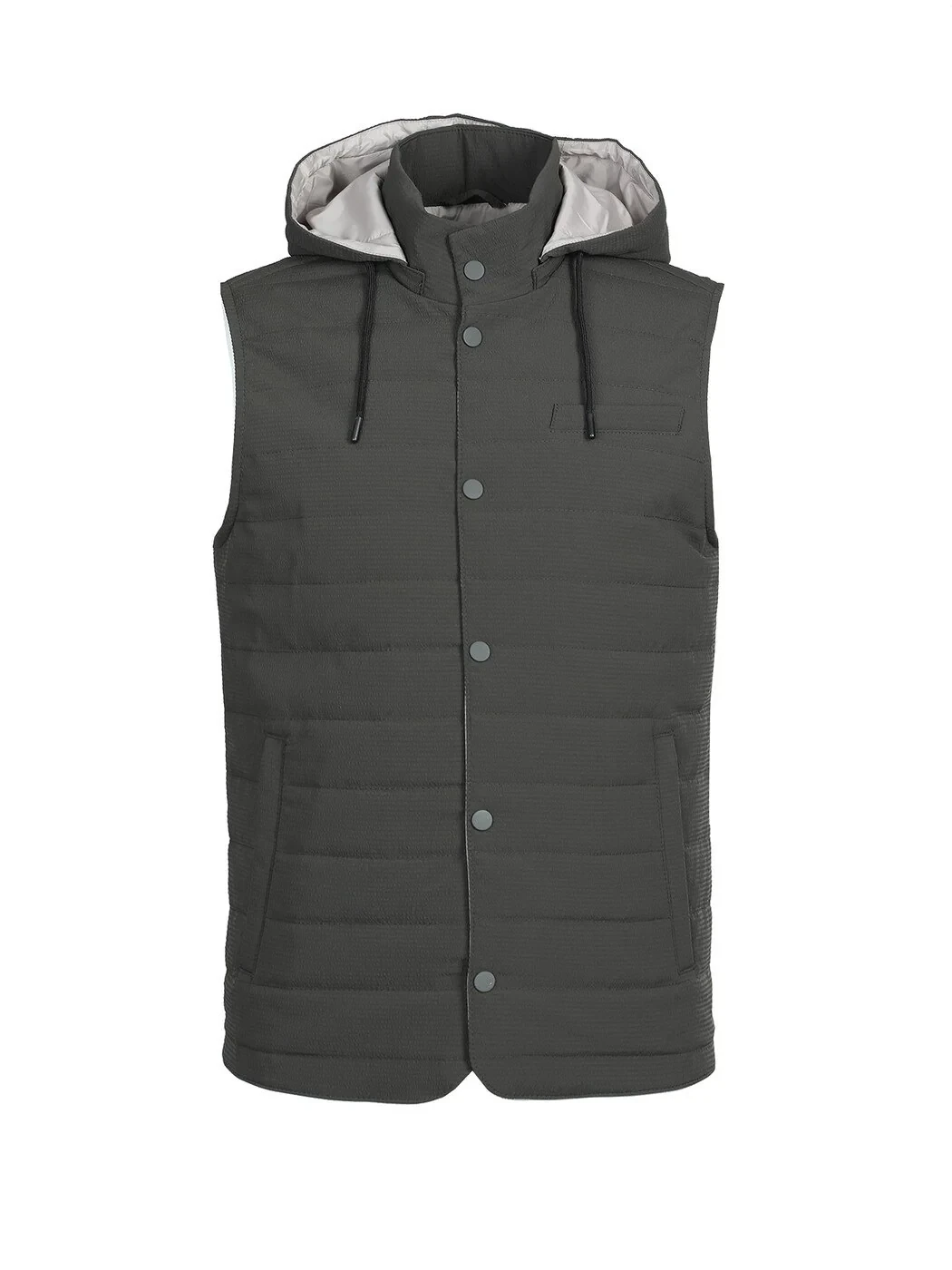 Khaki Weaving Puffer Vest - 7