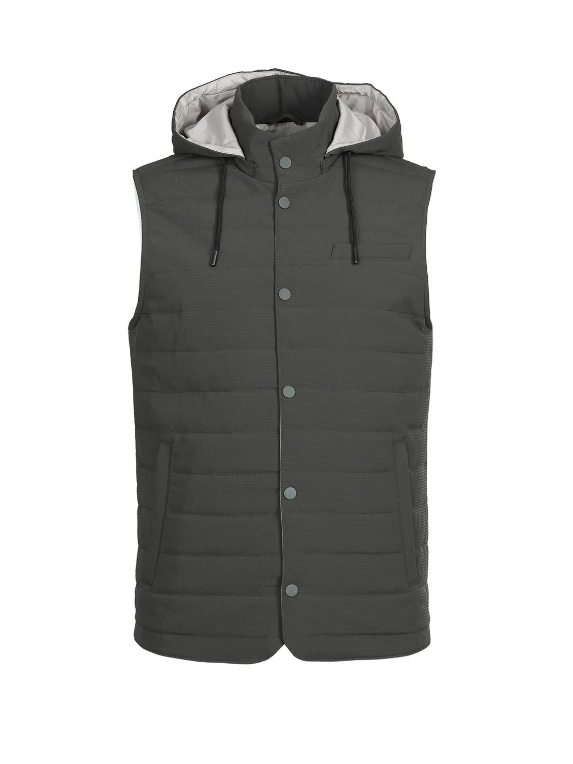 Khaki Weaving Puffer Vest - 7