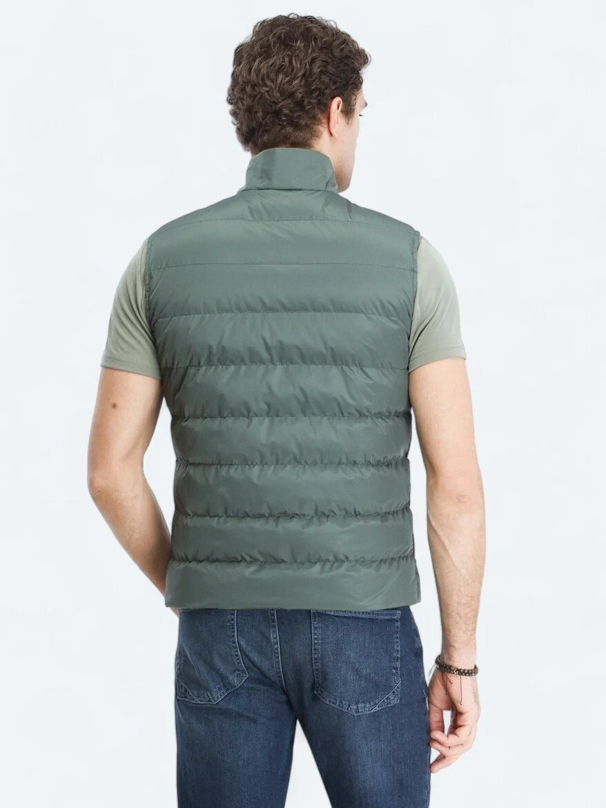 Khaki Weaving Puffer Vest - 5