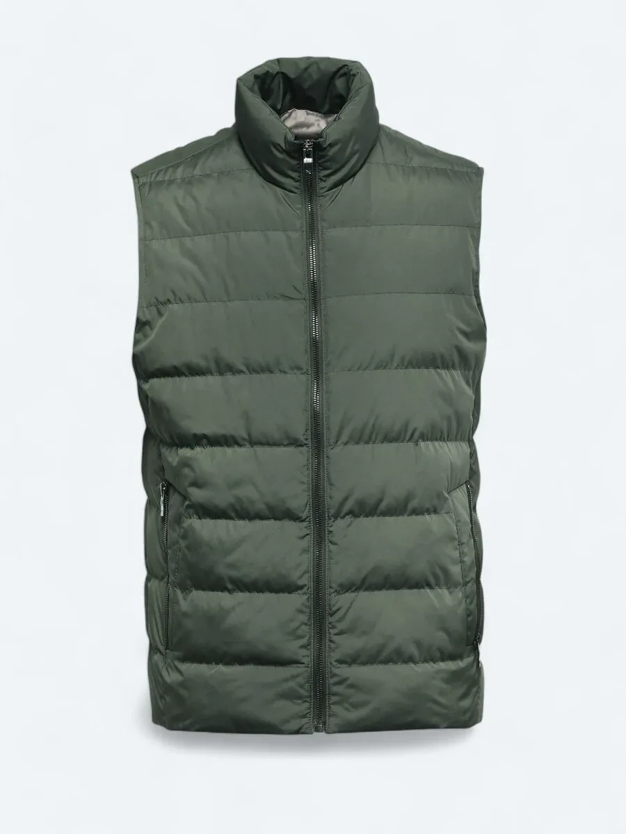 Khaki Weaving Puffer Vest - 6