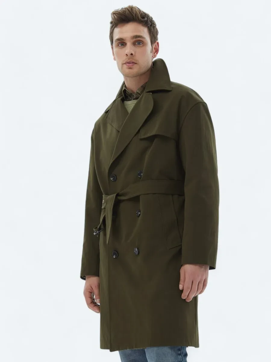 Khaki Weaving Rain Coat - 1