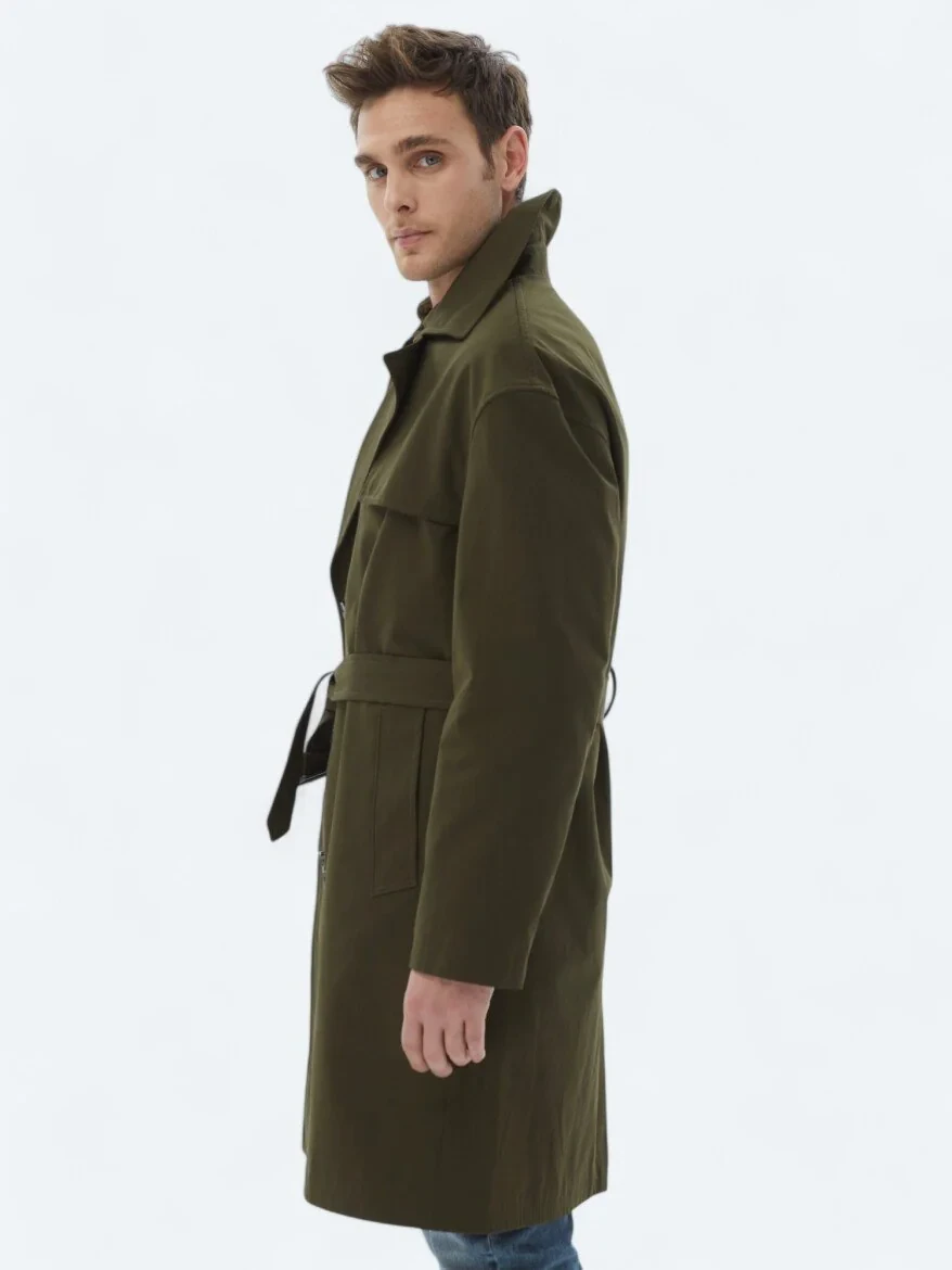 Khaki Weaving Rain Coat - 3