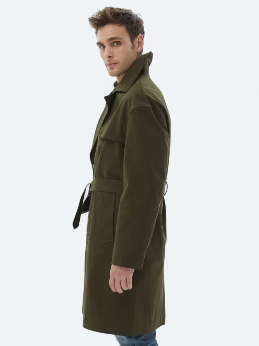 Khaki Weaving Rain Coat - 3