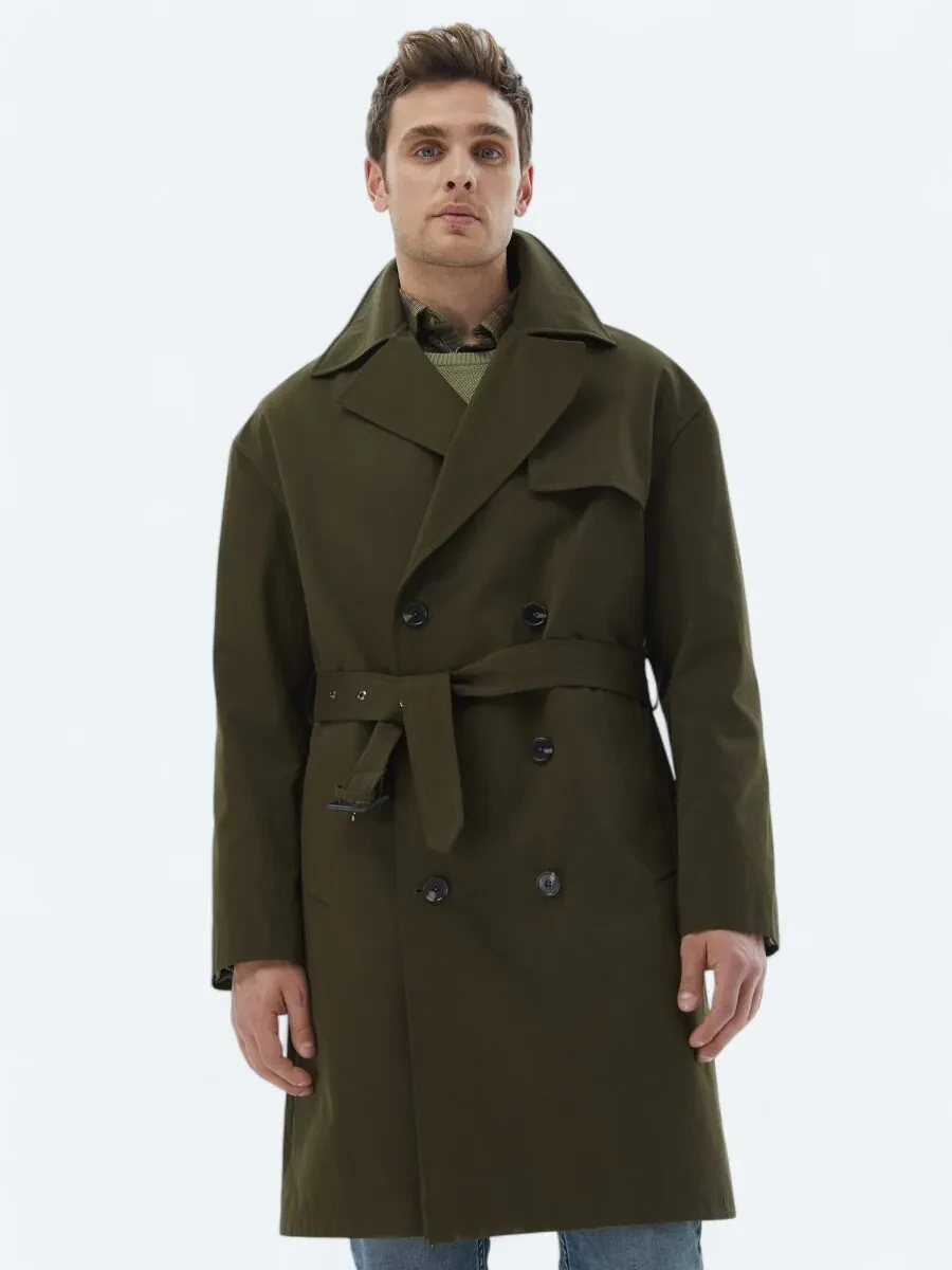 Khaki Weaving Rain Coat - 5