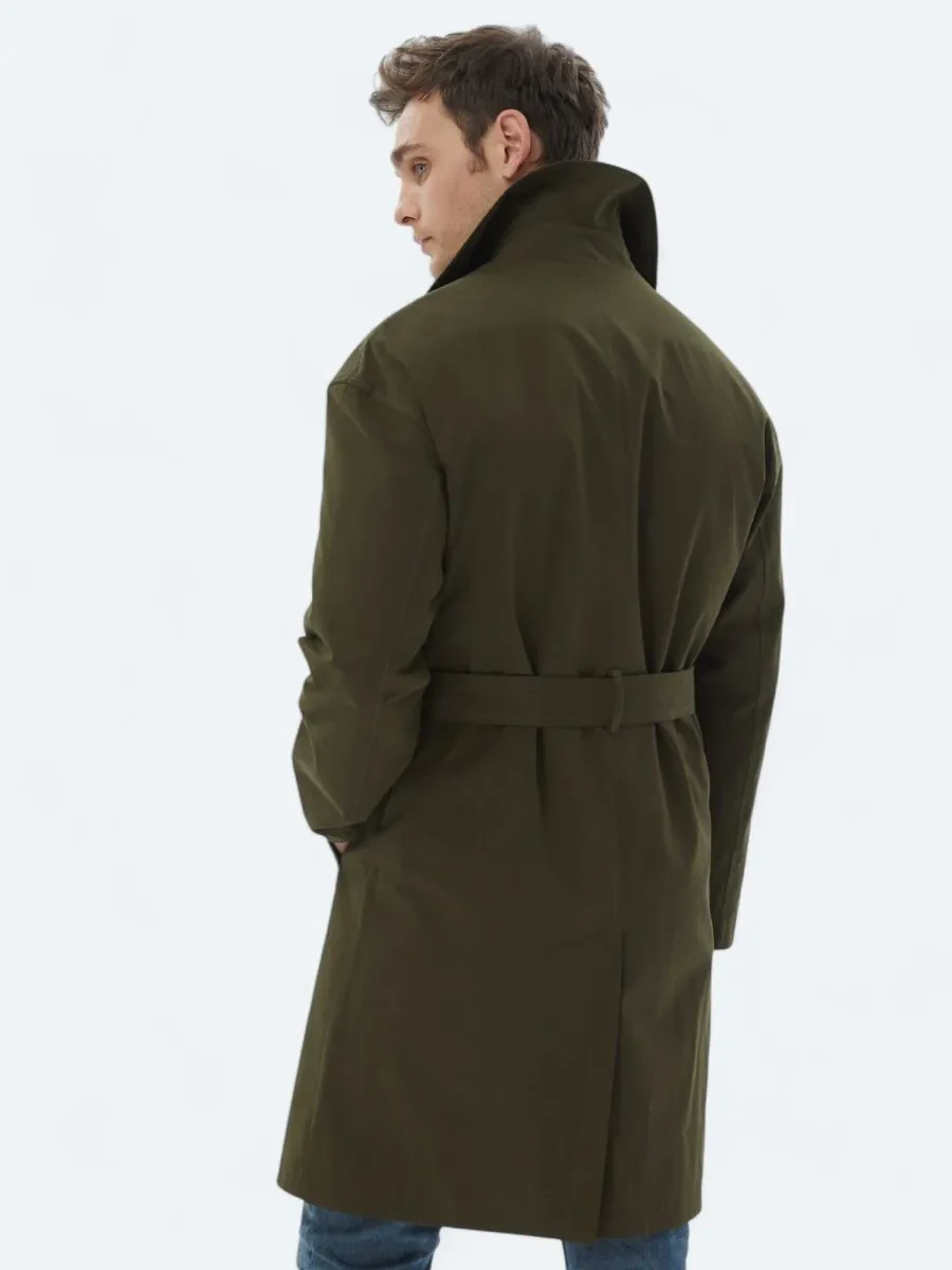 Khaki Weaving Rain Coat - 6