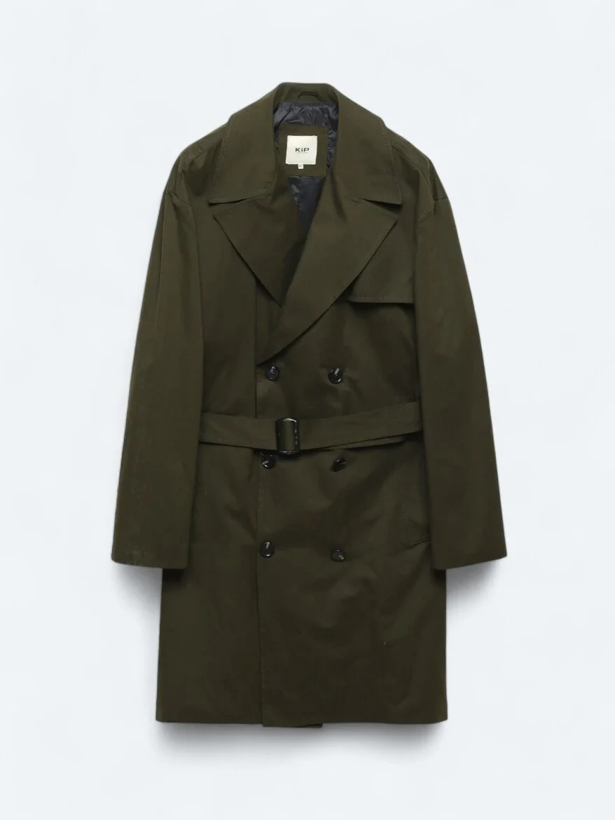 Khaki Weaving Rain Coat - 7
