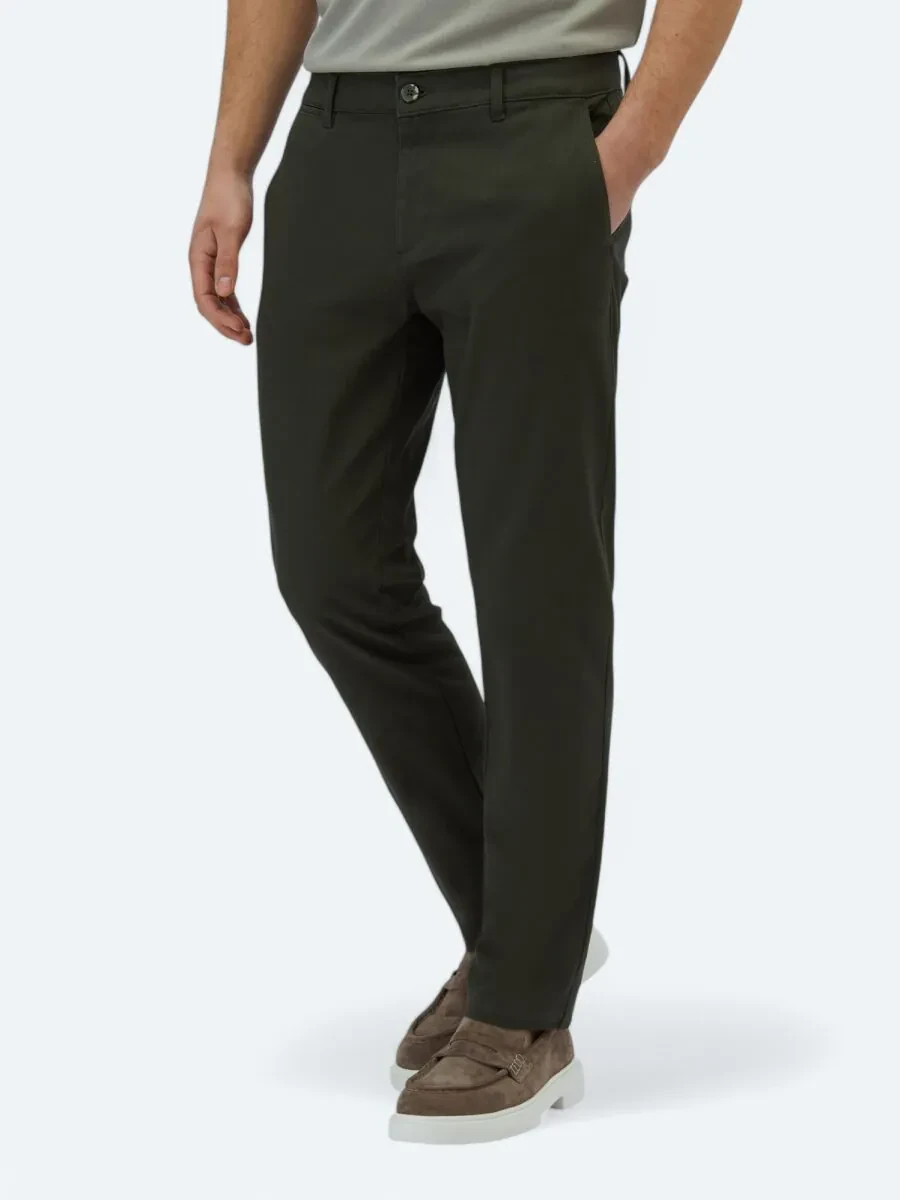 Khaki Weaving Regular Fit Casual Cotton Blended Trousers - 3