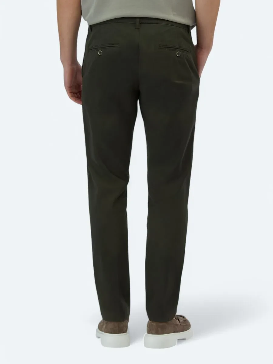 Khaki Weaving Regular Fit Casual Cotton Blended Trousers - 5