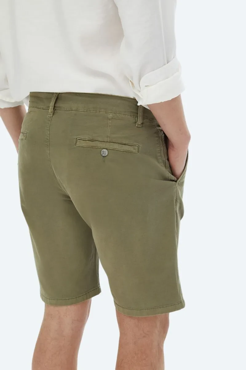 Khaki Weaving Slim Fit Casual Cotton Blended Bermuda - 5
