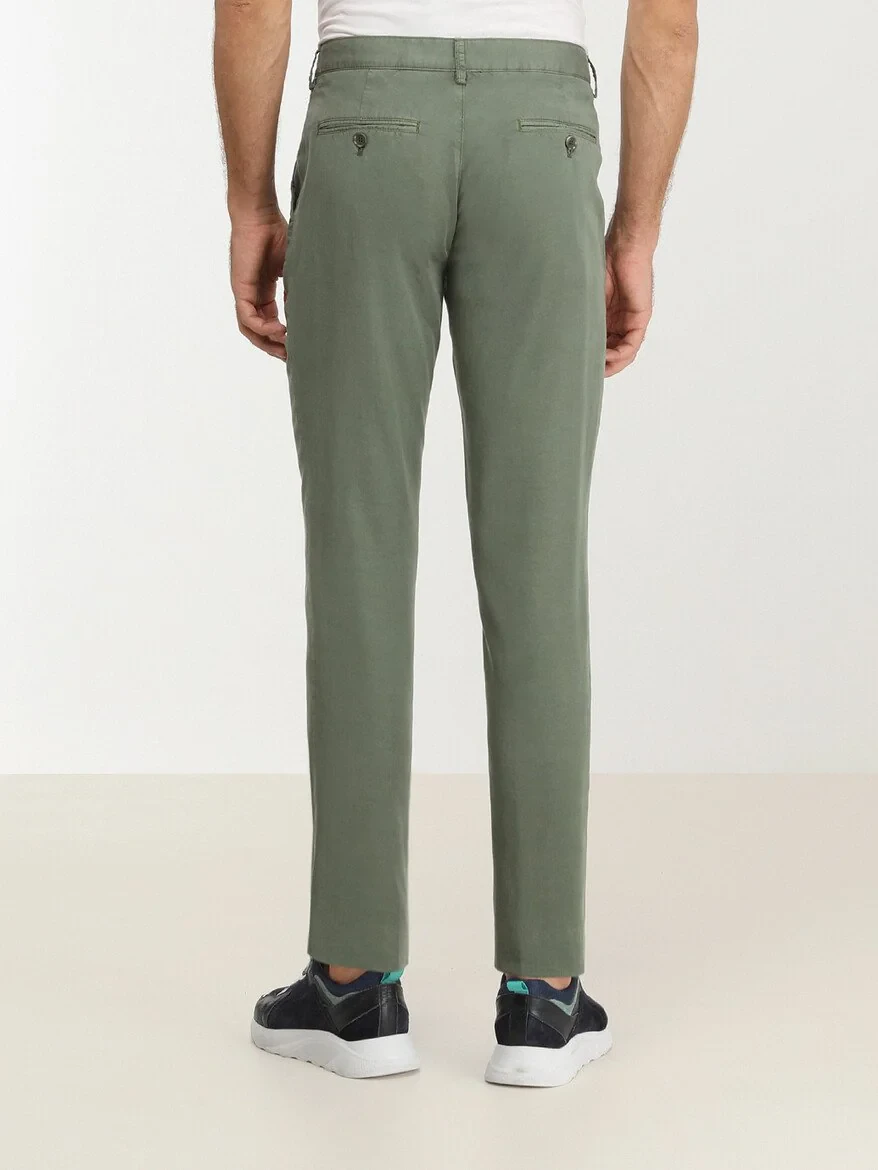 Khaki Weaving Slim Fit Casual Trousers - 4