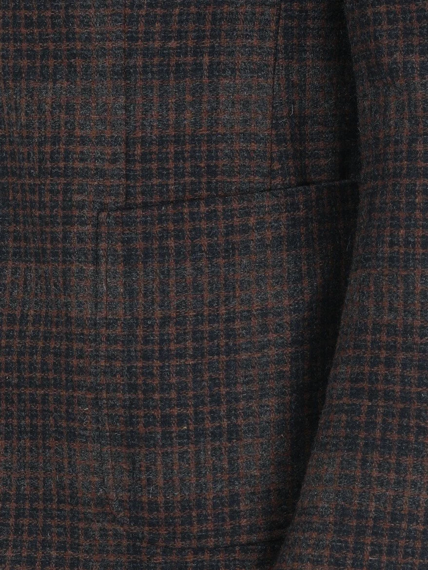 Kiremit Kareli Modern Fit Yün Karışımlı Ceket - 6