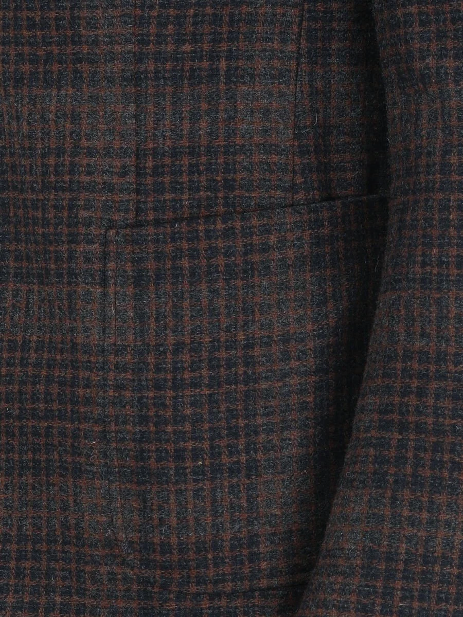 Kiremit Kareli Modern Fit Yün Karışımlı Ceket - 6