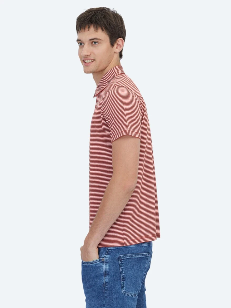 Kiremit Polo Yaka %100 Pamuk T-Shirt 