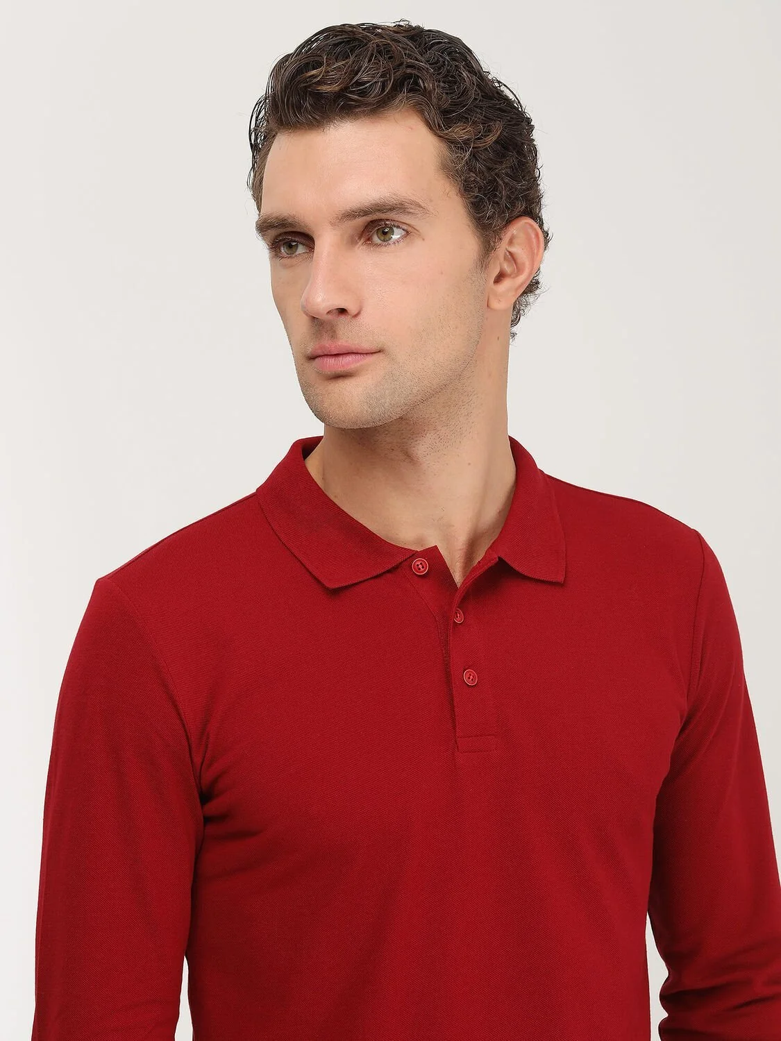 Kırmızı Düz Polo Yaka %100 Pamuk T-Shirt - 4