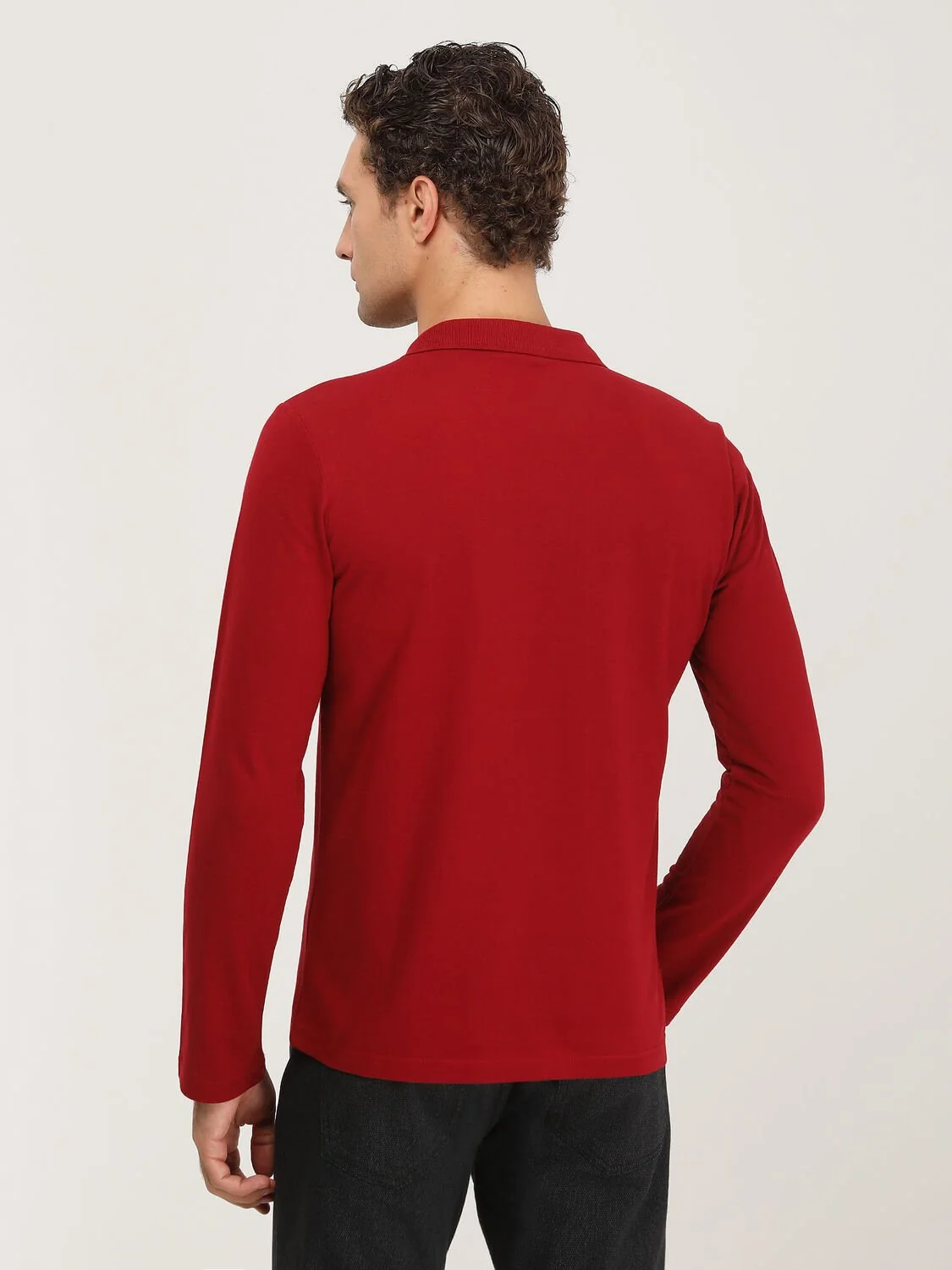 Kırmızı Düz Polo Yaka %100 Pamuk T-Shirt - 5