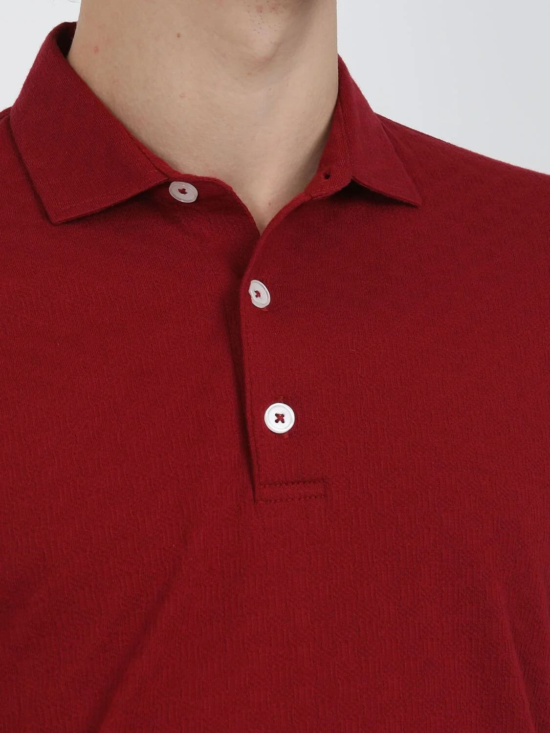 Kırmızı Jakarlı Polo Yaka %100 Pamuk T-Shirt - 3