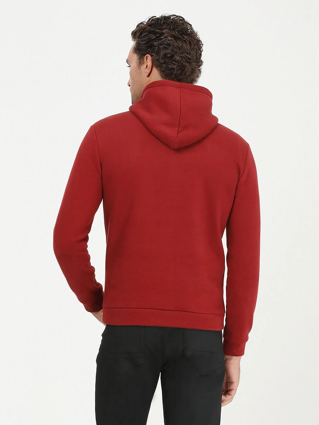 Kırmızı Kapüşonlu Baskılı Sweatshırt - 5