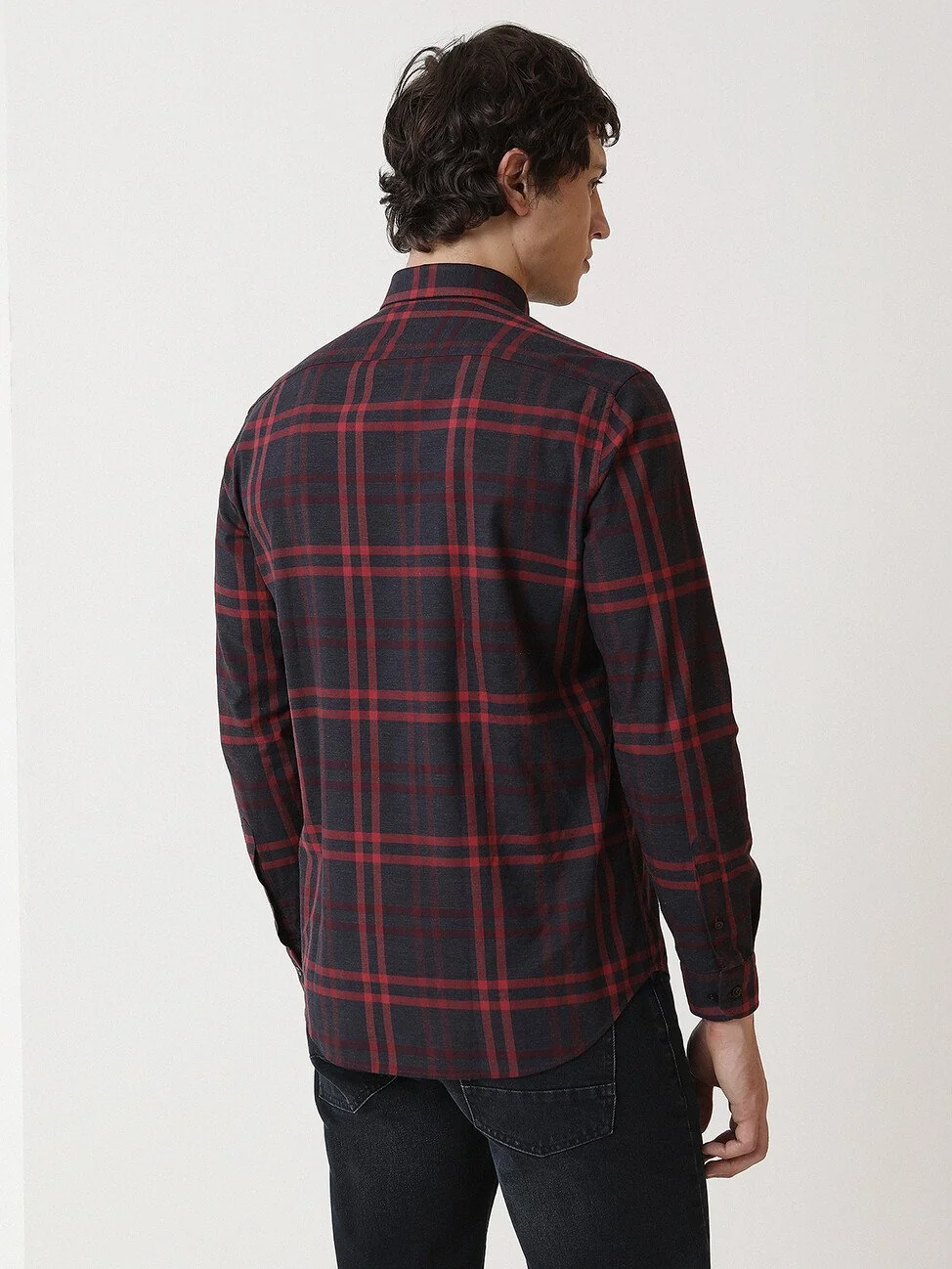 Kırmızı Kareli Regular Fit Dokuma Casual %100 Pamuk Gömlek - 5