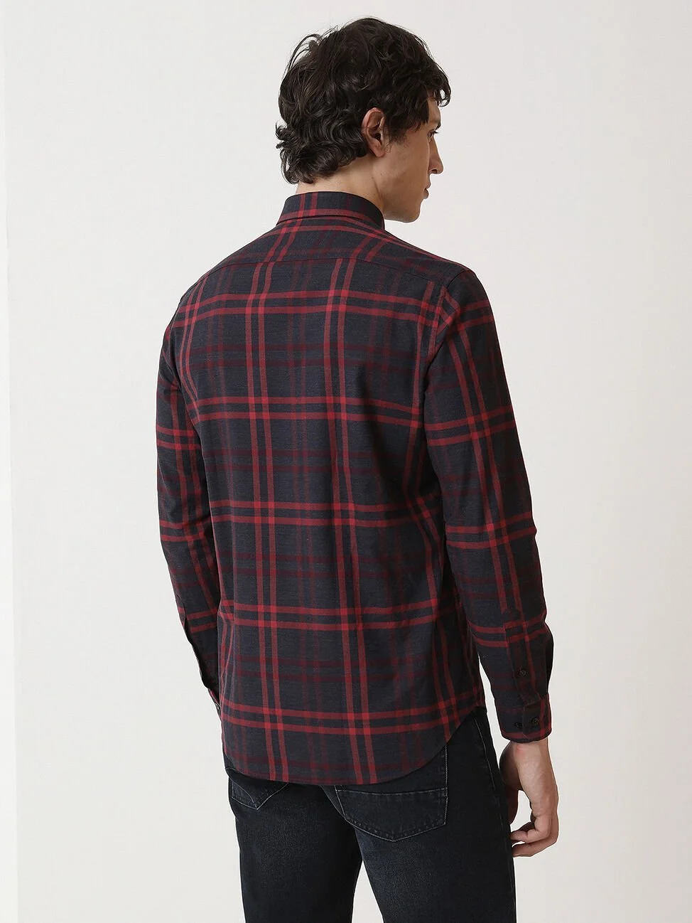 Kırmızı Kareli Regular Fit Dokuma Casual %100 Pamuk Gömlek - 5