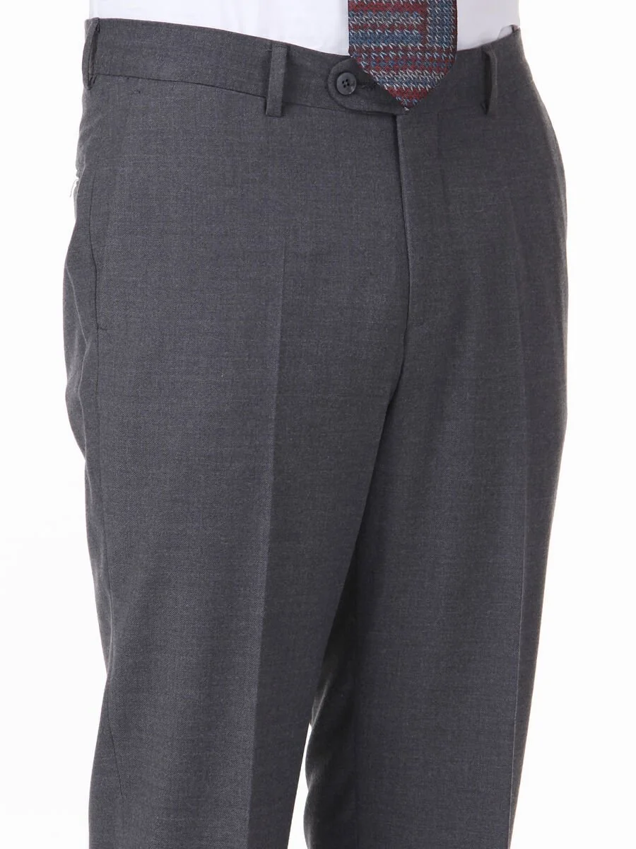 Koyu Gri Düz Dokuma Fitted Fit Klasik Yün Karışımlı Pantolon - 3