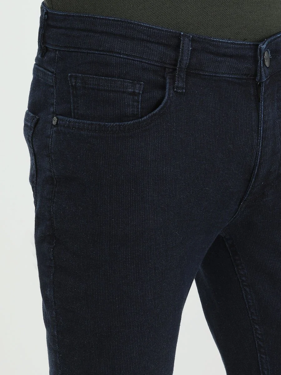 Koyu Lacivert Slim Fit Denim Pamuk Karışımlı Pantolon - 3