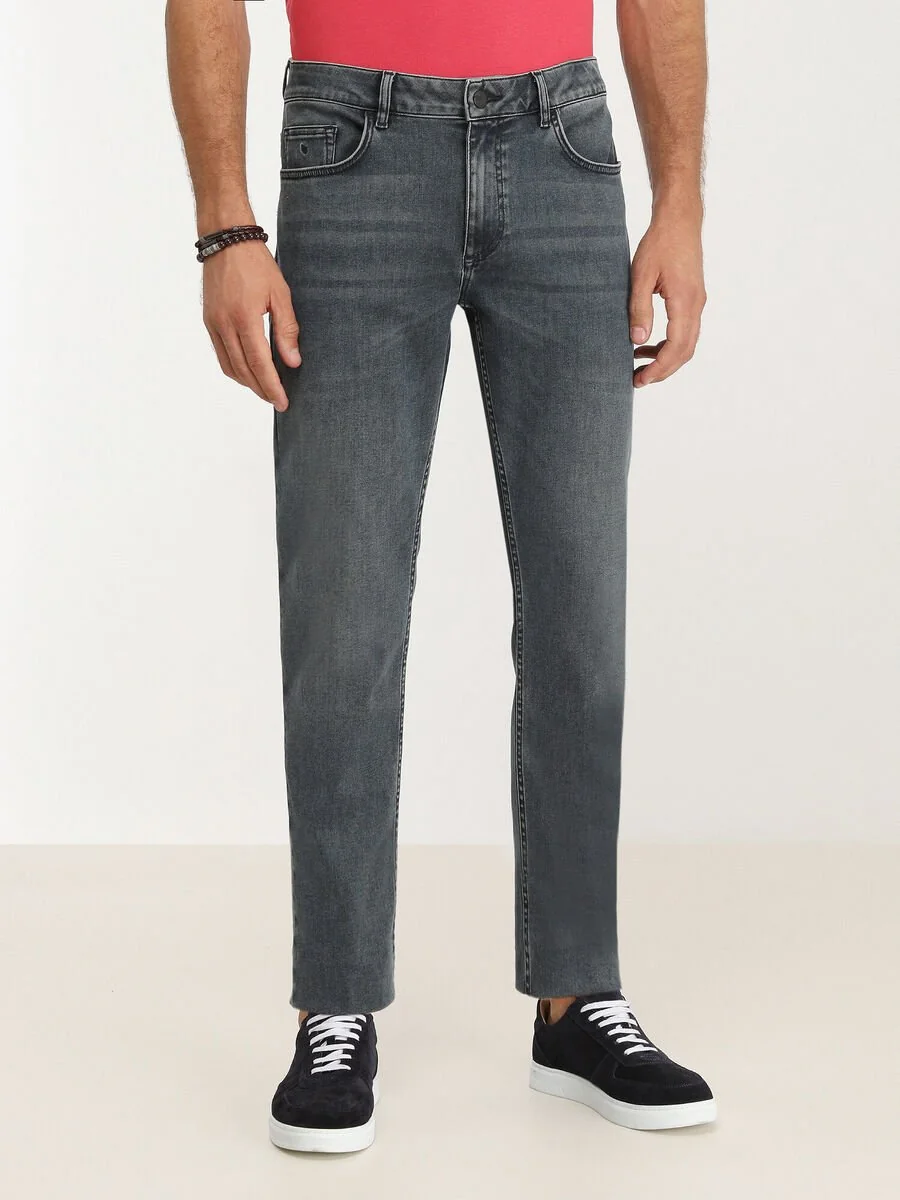 Koyu Lacivert Slim Fit Denim Pamuk Karışımlı Pantolon - 1